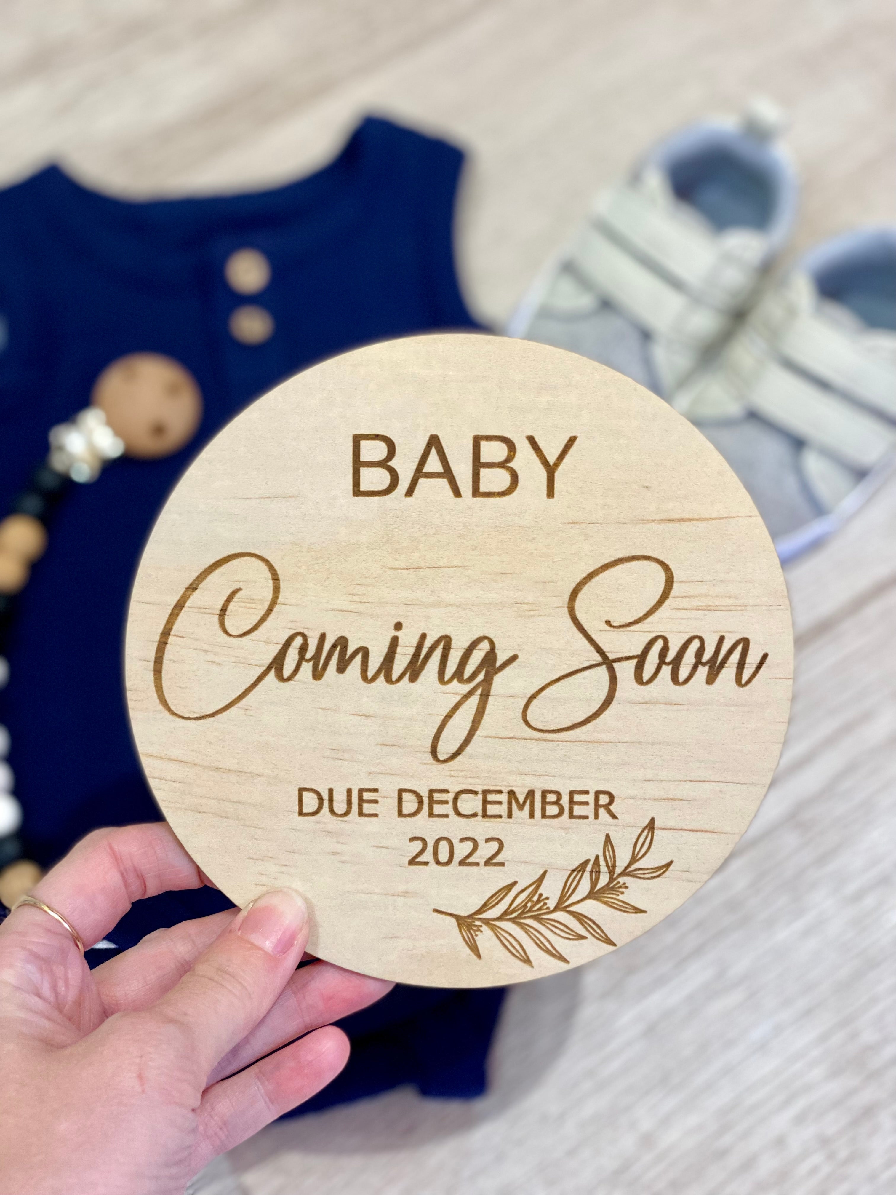 Oh Baby! Coming soon!' Pregnancy Announcement Disc – TinyTimberandCo