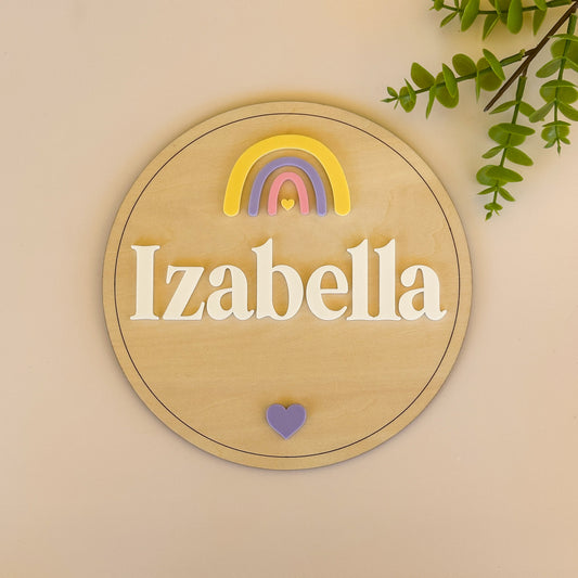 Personalised Rainbow Wooden Door Sign | Wall Plaque | Personalised Kids Door Sign