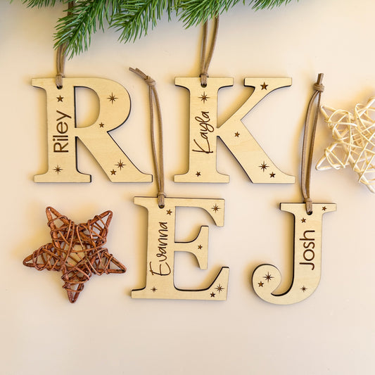 Personalised Initial Wooden Christmas Ornament | Stocking Tag