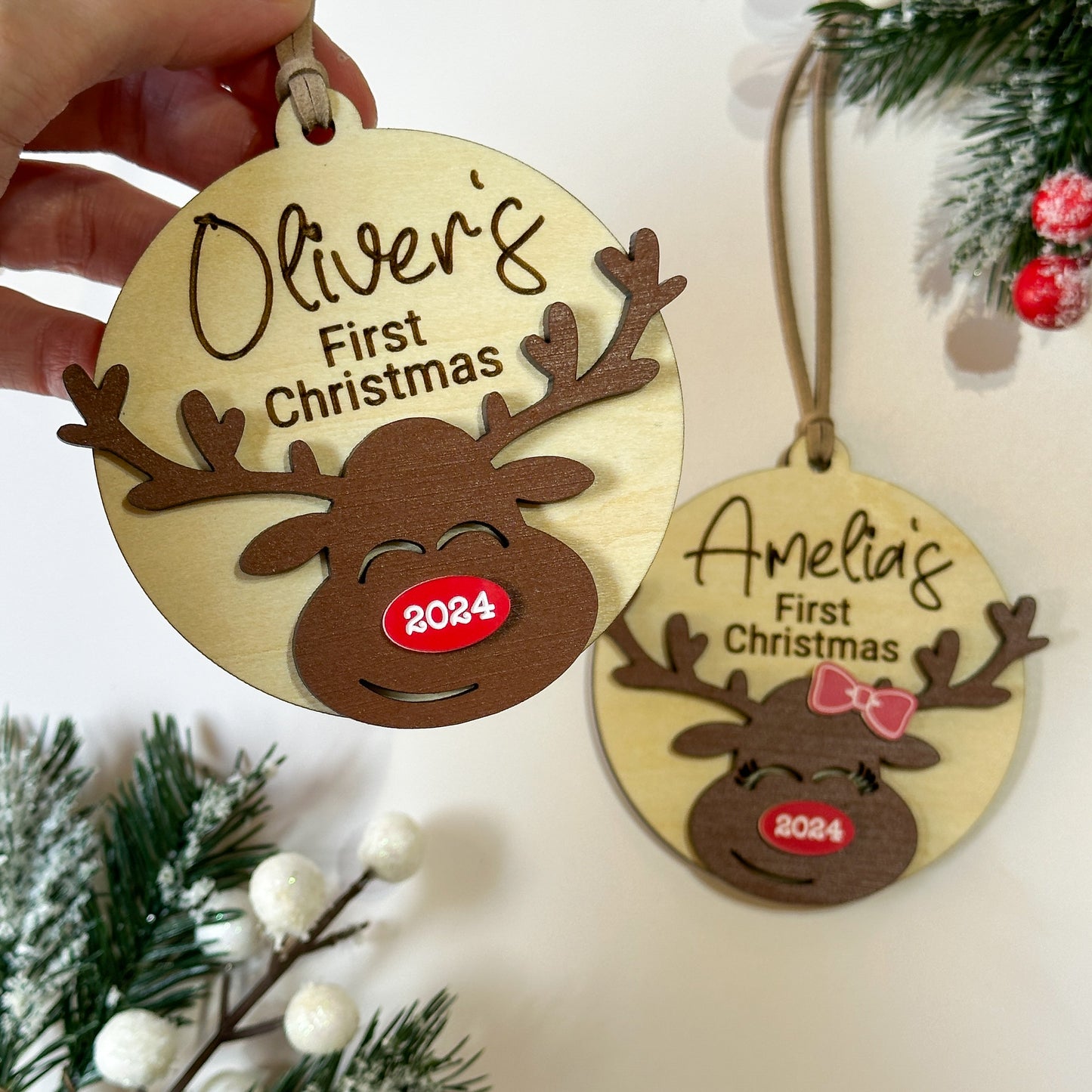 Baby’s First Christmas Ornament | Personalised First Christmas Tree Ornament Reindeer