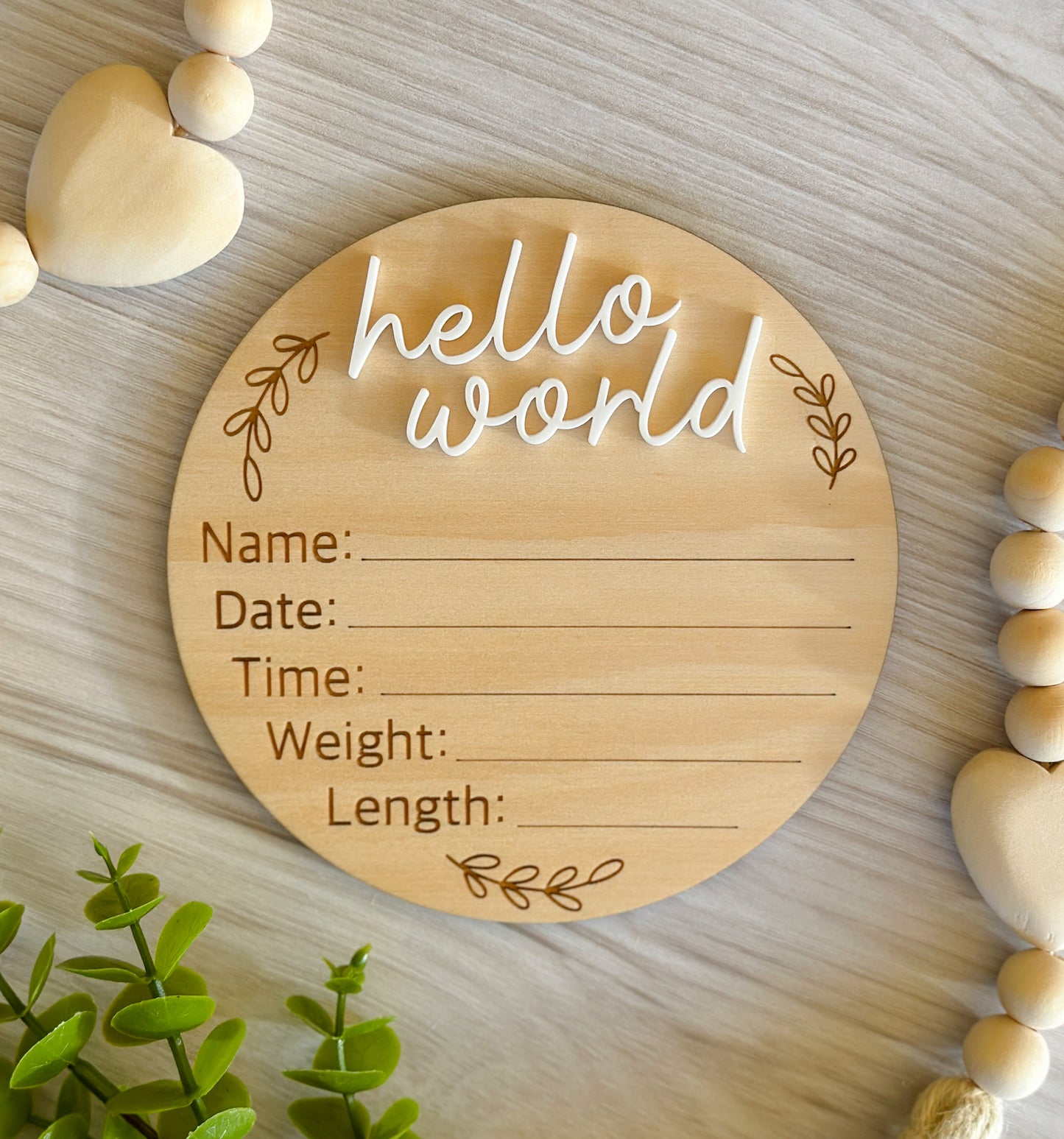 Hello World Plaque | Birth Announcement Plaque