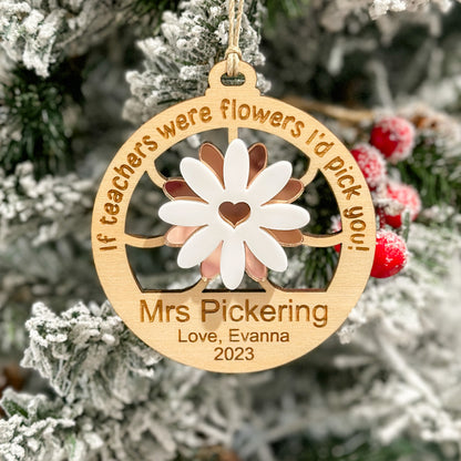 Teacher Gift | Teacher Flower Christmas Ornament | Teacher Thank you Gift