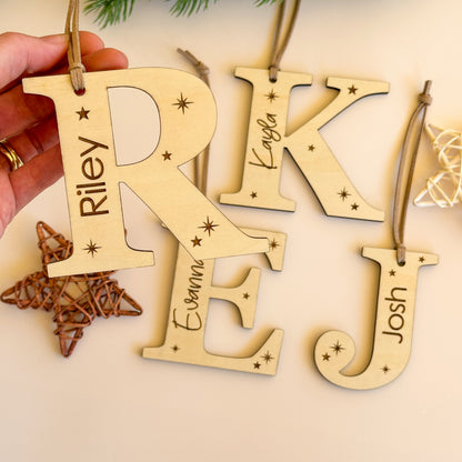 Personalised Initial Wooden Christmas Ornament | Stocking Tag