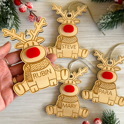 Personalised Christmas Tree Ornament | Reindeer Ornament