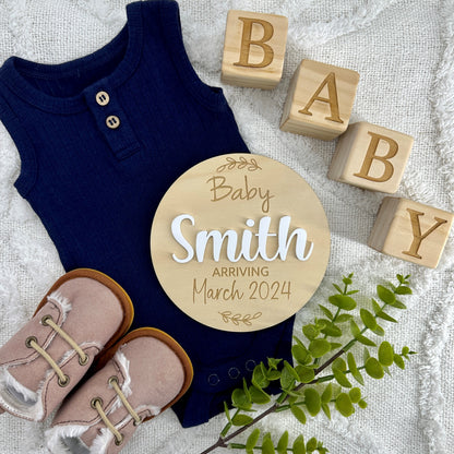 Pregnancy Announcement Plaque with Acrylic Name