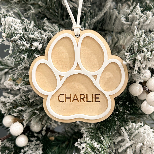 Personalised Pet Christmas Ornament - Paw