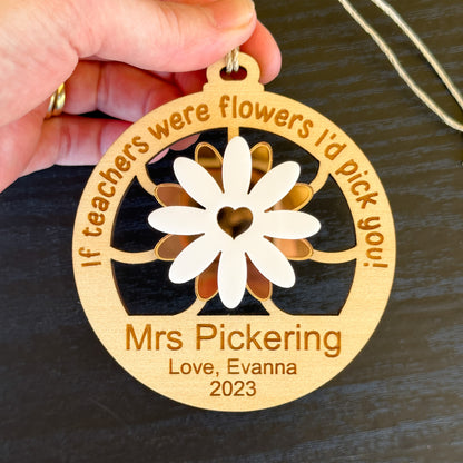 Teacher Gift | Teacher Flower Christmas Ornament | Teacher Thank you Gift