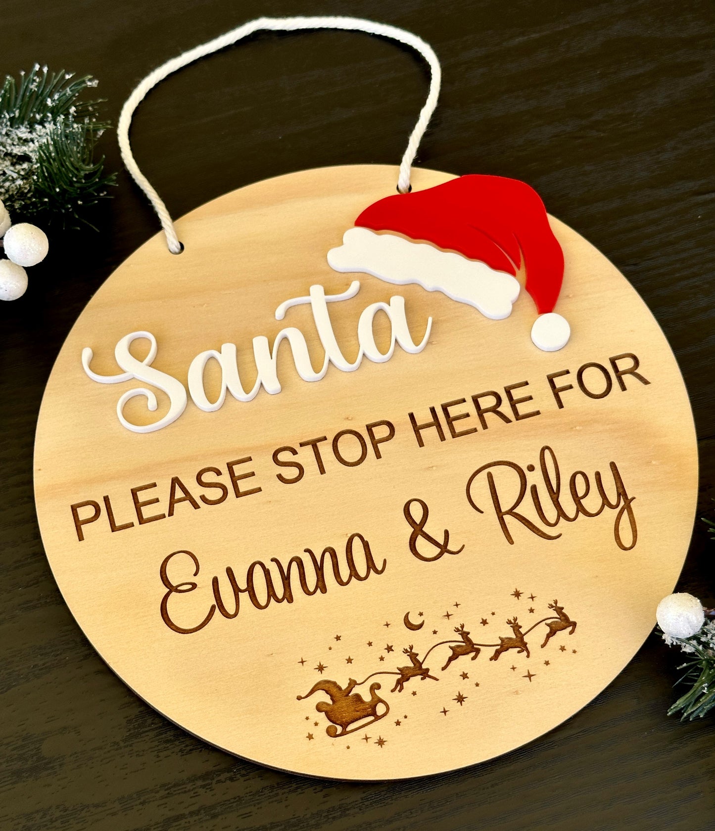 Santa Please Stop Here Sign | Personalised Christmas Sign