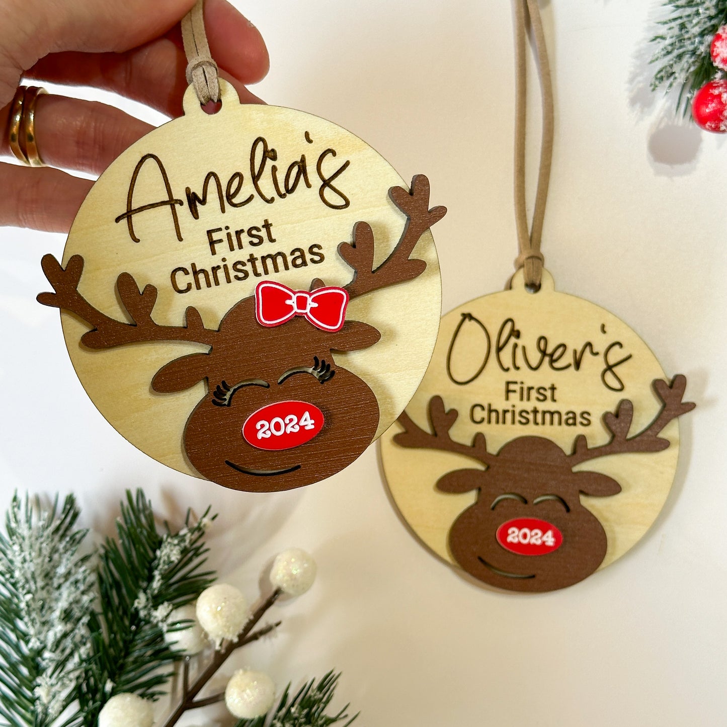 Baby’s First Christmas Ornament | Personalised First Christmas Tree Ornament Reindeer