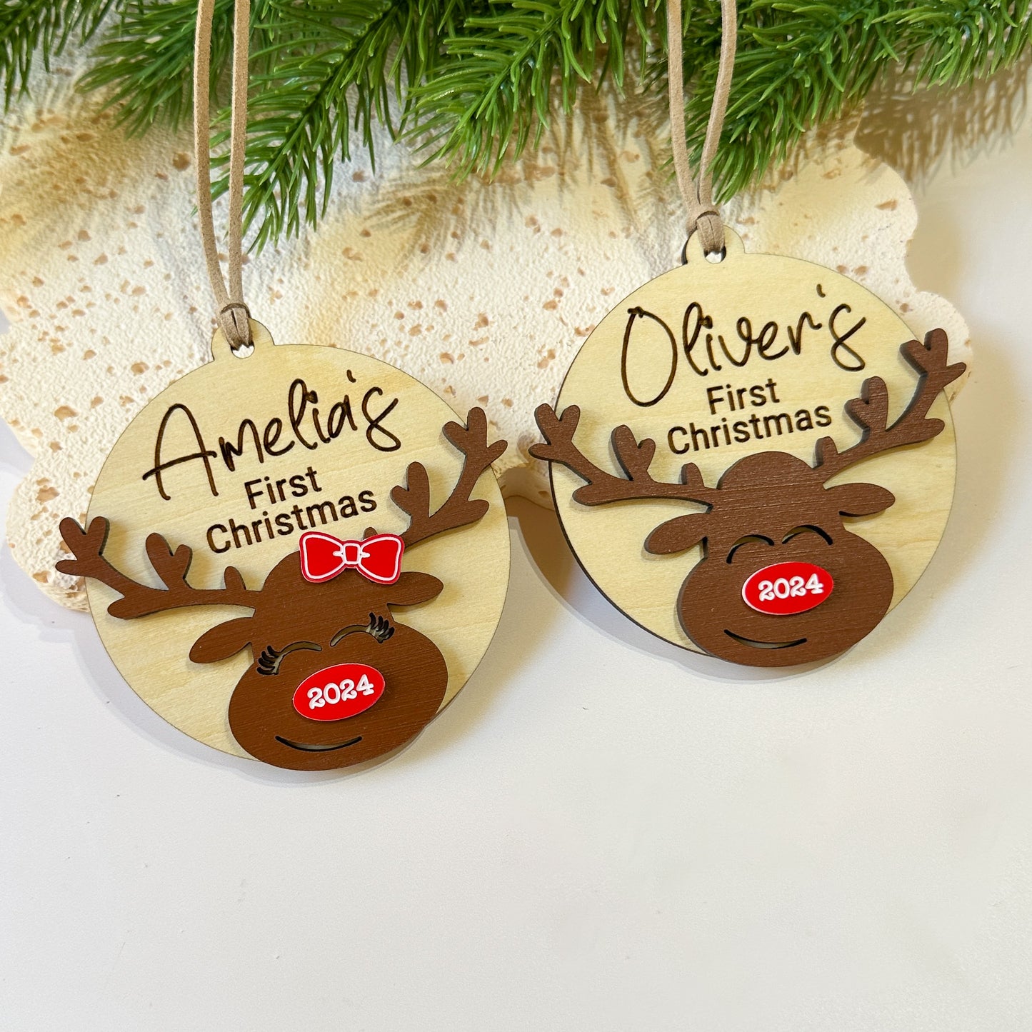 Baby’s First Christmas Ornament | Personalised First Christmas Tree Ornament Reindeer