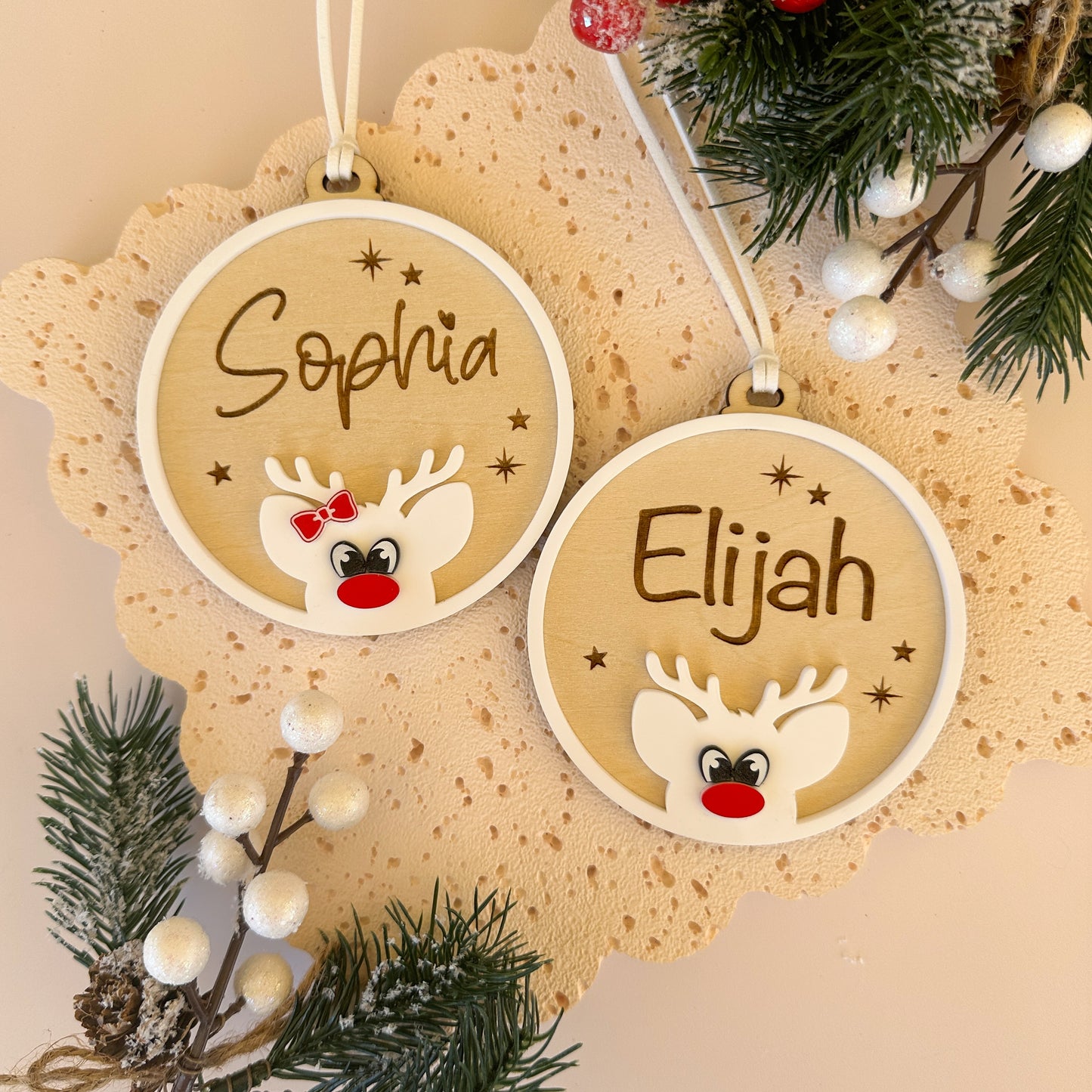 Personalised Christmas Tree Ornament | Reindeer