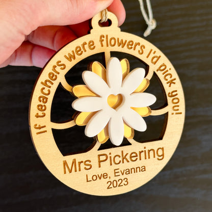 Teacher Gift | Teacher Flower Christmas Ornament | Teacher Thank you Gift