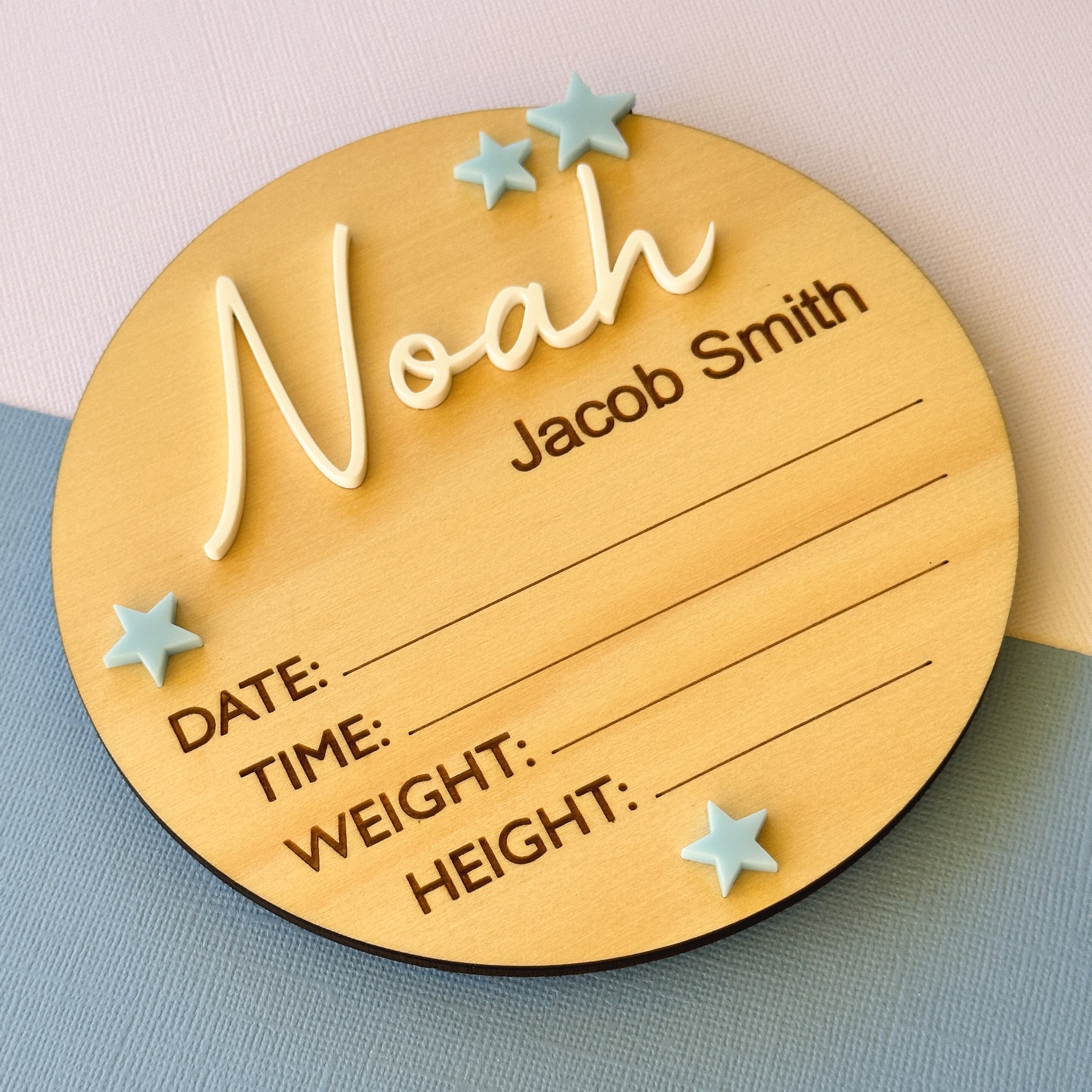 Personalised Baby Birth Announcement Plaque Stars Be Inspired Designs