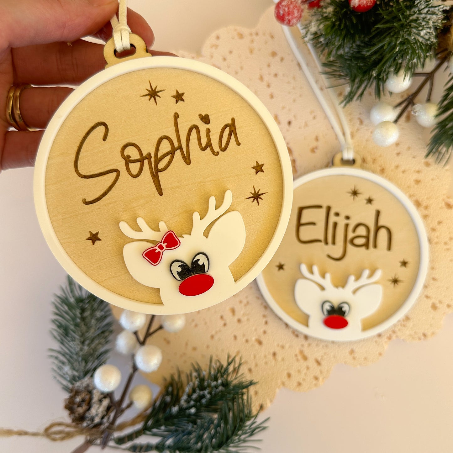 Personalised Christmas Tree Ornament | Reindeer