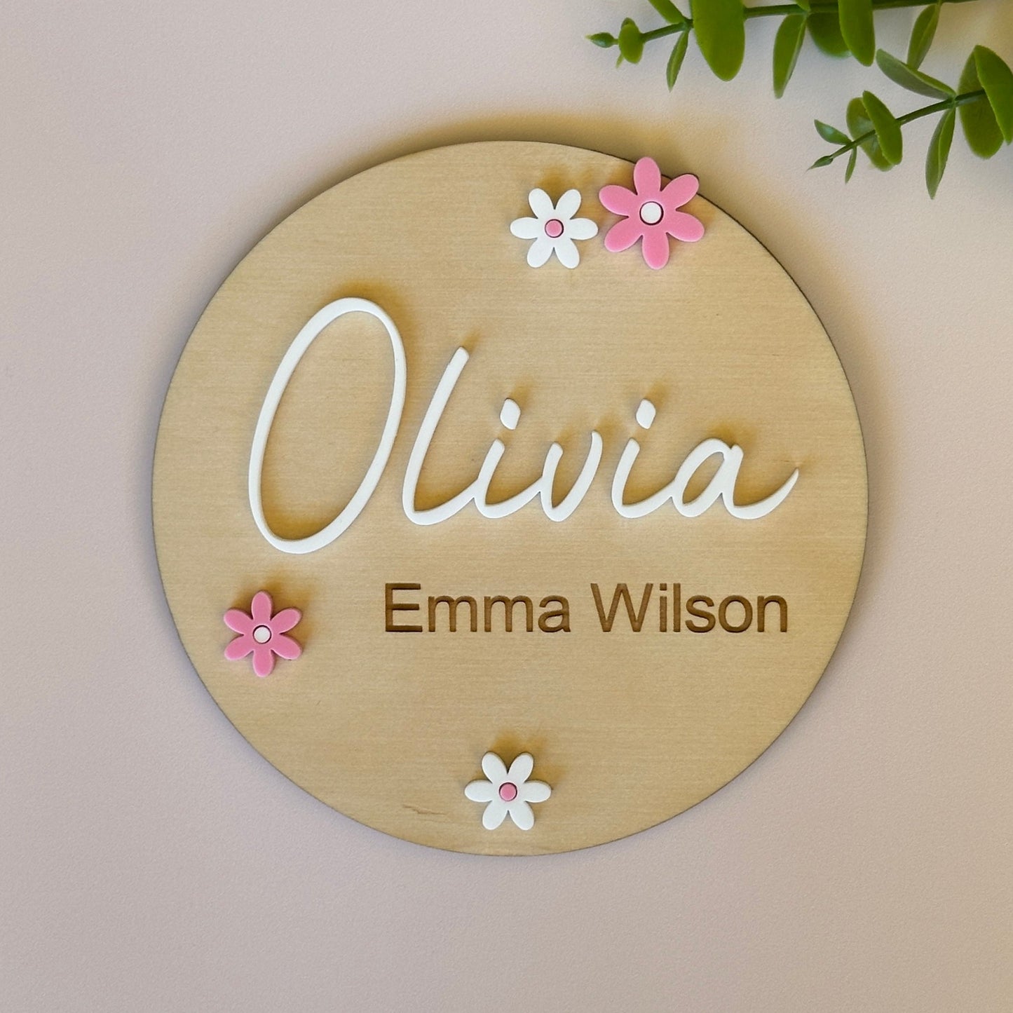 Personalised Baby Birth Announcement Plaque - Flowers