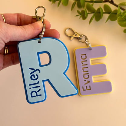 Personalised Bag Tag | Personalised Initial Name Keyring | Bag Tag