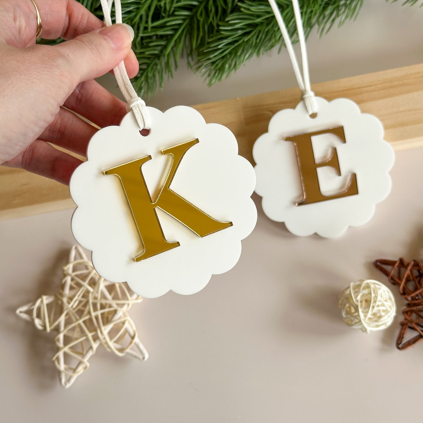 Personalised Scallop Christmas Tag | Acrylic Stocking Tag