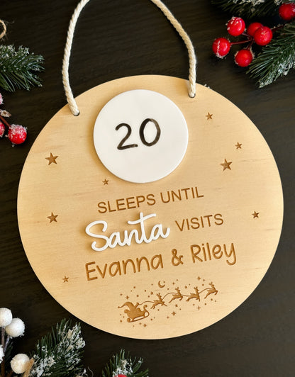 Santa Countdown Sign | Christmas Countdown Sign | Personalised Christmas Sign