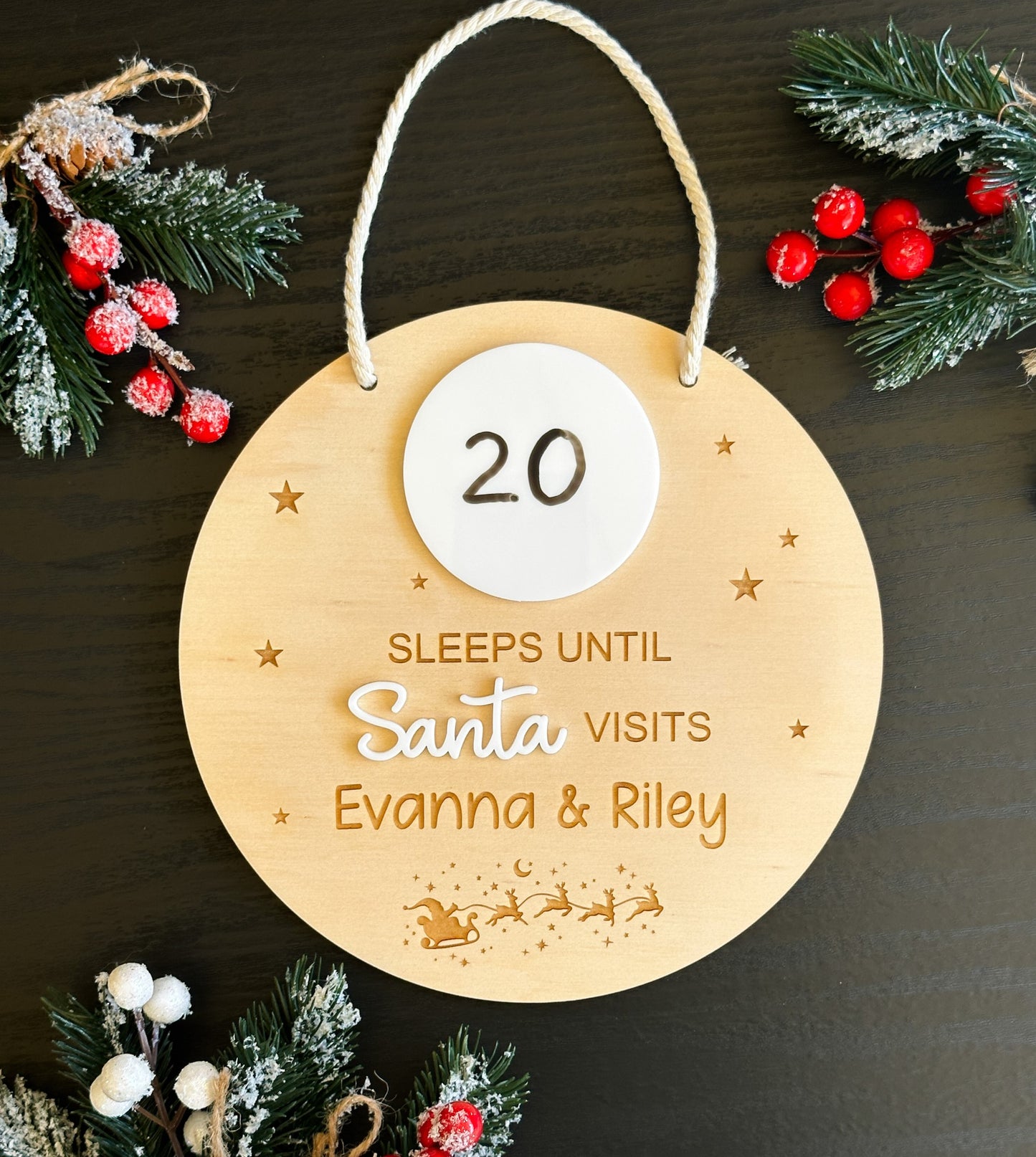 Santa Countdown Sign | Christmas Countdown Sign | Personalised Christmas Sign