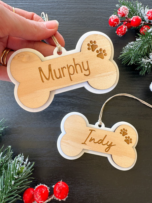 Personalised Pet Christmas Ornament | Pet Christmas Bone Decoration